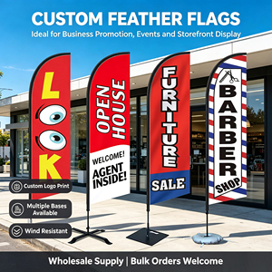 Drapeau à plumes personnalisé imprimé recto-verso en polyester, drapeau publicitaire volant pour <span class=keywords><strong>la</strong></span> publicité, les visites immobilières, les événements professionnels, bannière - Product Image 1