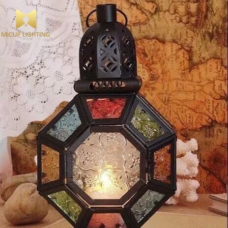 Islamic High Quality Ramadan Kareem Wrought Iron Wall Lantern Moroccan Handmade Retro Floral Candlestick Decorative Wall Lamp