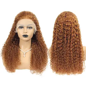 Tanpa diproses India remy jerry curl rambut virgin wig frontal coklat, murah 100% rambut manusia menutupi hd transparan wig renda penuh