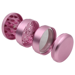 Rose 63mm 2.5 pouces aluminium broyeur <span class=keywords><strong>tabac</strong></span> 4 pièces vente chaude Logo personnalisé gratuit broyeur en gros - Product Image 5