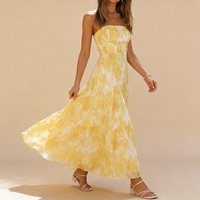 Robe longue personnalisée pour femme, élégante, sans bretelles, pour la plage, les fêtes, les vacances, robe maxi imprimée, décontractée, été, imprimé floral