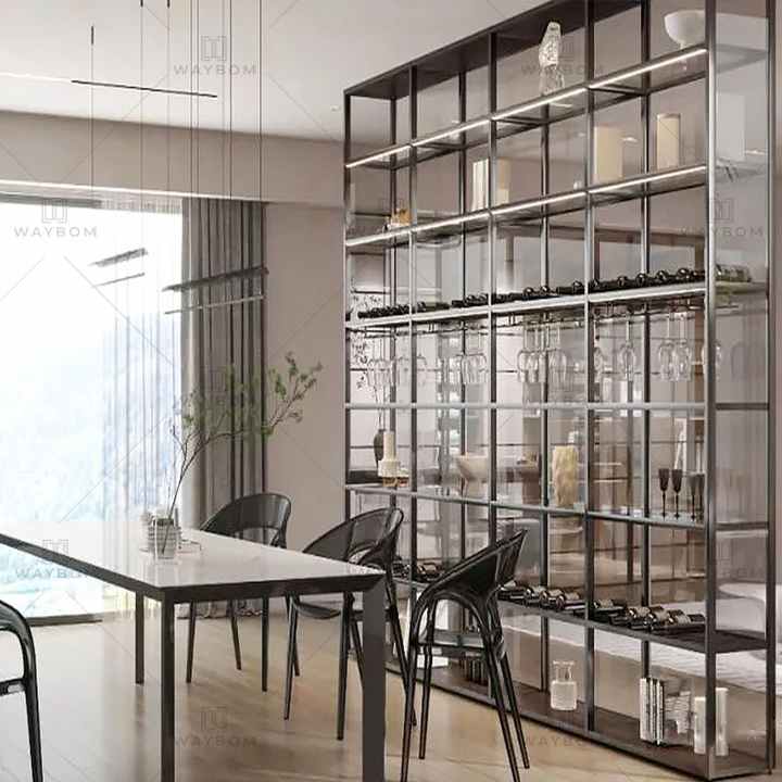Modern Luxury Wall Glass Wine Cabinet Storage Living Room Furniture ...