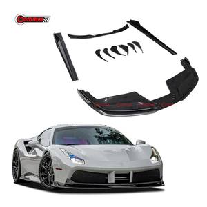 Kit carrosserie en fibre de carbone sèche Vors Style pour Ferrari 488, lèvre avant, jupes latérales, canards arrière, aileron arrière, kit carrosserie - Product Image 1