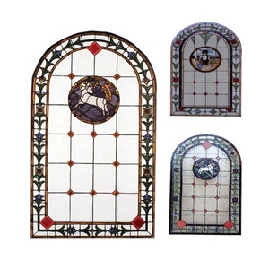 Fourniture d'usine : Panneau de vitrail Tiffany en verre de église, soudé à l'étain, suspendu, double taille, avec éclairage - Product Image 1