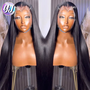 高品质女式直发假发 13x4 前蕾丝天然黑色高清透明蕾丝前额假发预拔毛 - Product Image 1