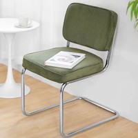 Chaise de salle à manger en velours côtelé avec cadre métallique, chaise de loisirs avec dossier, chaise d'appoint pour café et maison