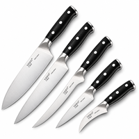 Ensemble de 5 couteaux de cuisine en acier X50Cr15Mov avec manche G10, couteau de chef, couteau à désosser, couteau à éplucher, OEM ODM, marque privée, vente en gros, ensemble de couverts