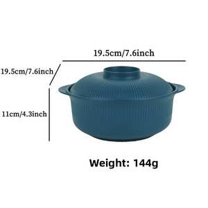 Bol de service multifonction en paille de blé avec couvercle, résistant à la chaleur, avec poignée, pour riz, soupe, et plats épicés - Product Image 2