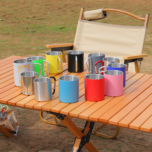 Mug en acier inoxydable de 300 ml, tasses en métal de camping avec poignées, mug d'escalade - Product Image 5
