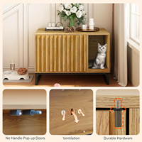 Armoire à litière pour chat en bois écologique avec base en métal noir élégante et moderne pour appartement, cuisine, salon, chambre à coucher