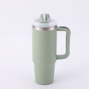40oz H2.0 <b>Handle</b> Car <b>Travel</b> Tumbler Vacuum <b>Mug</b> Lid Straw Non-Slip Base OEM ODM Custom Color - Product Image 2