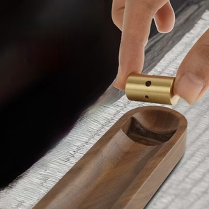 CHENLANG <b>3</b>-Hole Brass Incense Holder with Walnut Wood Burner Anti-Ash Flying Feature for Meditation Yoga Home Decor Aromatic Use - Product Image 2