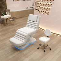 Camilla de Masaje Eléctrica Cosmética de Tres Motores, Cama de Lujo para Pestañas para Salón, Color Marrón Chocolate, Gran Venta