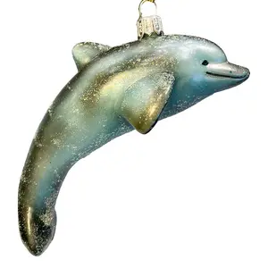 Блестящий Дельфин лак Стекло Рождественская елка орнамент морской жизни млекопитающее животное экологически чистое