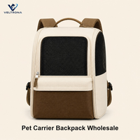 Sac à dos pliable pour animaux de compagnie avec cadre renforcé, sac de transport respirant en maille pour chat avec poignée pour animaux jusqu'à 15 livres