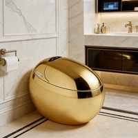 Nouvelle toilette intelligente de luxe, WC intelligent automatique en céramique dorée en forme d'œuf avec couvercle de siège bidet
