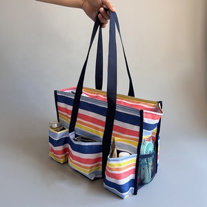 Kustom Polyester tas <span class=keywords><strong>Tote</strong></span> untuk pantai Multi saku <span class=keywords><strong>Tote</strong></span> <span class=keywords><strong>Bag</strong></span> Logo Zip Top mengatur utilitas <span class=keywords><strong>Tote</strong></span> <span class=keywords><strong>Bag</strong></span> dengan kantong - Product Image 3