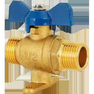 Robinet à bille à double filetage mâle en cuivre massif, diamètre plein, 4/6 pouces, pour conduites d'eau et de gaz - Product Image 1