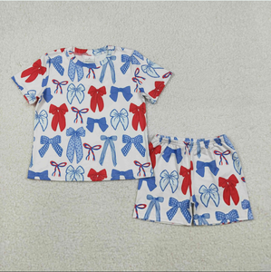 Conjuntos de Ropa de Pijama Holgada para Bebés Niñas, Diseño de Estrellas de Verano, Temática del 4 de Julio, Top y Pantalones Cortos - Product Image 4
