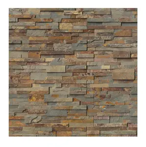 Natural rusty slate ledge stone wall cladding building stone facade price