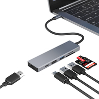 Hub USB-C haute vitesse 6 en 1, station d'accueil Type C vers HDTV 4K, hub USB 3.0/2.0, lecteur de cartes SD/TF, charge PD, hub USB Type C 6 ports