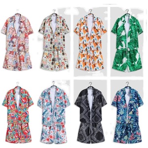 ชุดเซ็ตฤดูร้อนเทศกาลสงกรานต์ เสื้อเชิ้ตแขนสั้นลายดอกไม้ผ้าใยไผ่ 100% กางเกงขาสั้นทรงหลวมสำหรับคู่รัก - Product Image 5