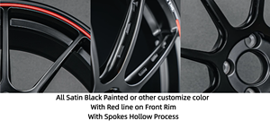Forged <b>Wheel</b> Monoblock Structure Boutique Aluminum Alloy 17-21 Inches All Satin Black Painted With Red Line on Front Rim - Product Image 2