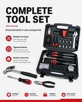 Ensemble d'outils à main en acier au carbone de qualité supérieure, 113 pièces, kit de quincaillerie mécanique durable avec étui de transport portable pour l'exportation
