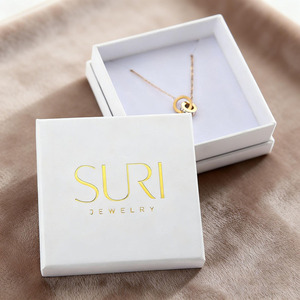 Boîte à bijoux à tiroir en papier rigide bleu recyclable - Personnalisable avec logo, pour colliers <span class=keywords><strong>et</strong></span> bagues - Product Image 1