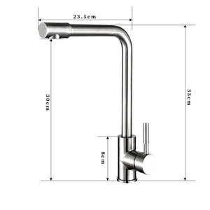 304 Stainless Steel <b>Brushed</b> Single Handle Kitchen Faucet 360 Degree Rotate <b>Deck</b> Mounted Modern Style - Product Image 3
