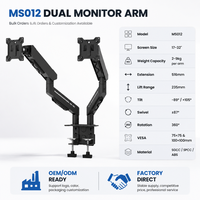 Soporte de Monitor Doble Ajustable para Oficina y Juegos, Ahorro de Espacio, Montaje con Abrazadera en C, Carga de 2 a 9 Kilogramos, VESA