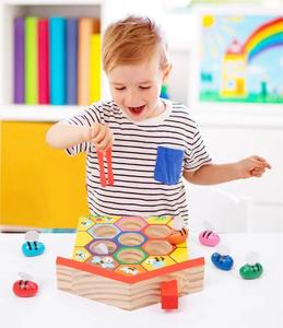 Jouet éducatif : jeu d'association Abeille et Ruche à fixer, puzzle en bois de tri de couleurs, jouet d'apprentissage précoce pour enfants d'âge préscolaire - Product Image 5
