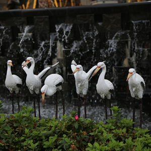 Ornement de jardin en résine, simulation d'oiseau (cigogne, heron), pour bassin extérieur, décoration paysagère animale - Product Image 1