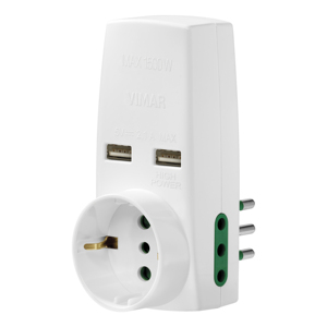 Vimar Power Adapter <b>With</b> 2 <b>Usb</b> Ports Max 1500W High Power <b>Socket</b> For Home Use - Product Image 1