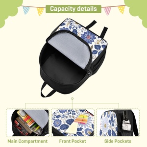 Flowers Design Simple Style <b>Backpack</b> with Zipper Large Capacity Unisex <b>Backpack</b> <b>Waterproof</b> Fashion <b>Backpack</b> - Product Image 4