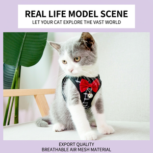 Gentleman Style Dog/Cat Harness and Leash Set Breathable Mesh Vest with Tie Breathable Polyester Mesh Gentleman Design - Product Image 3
