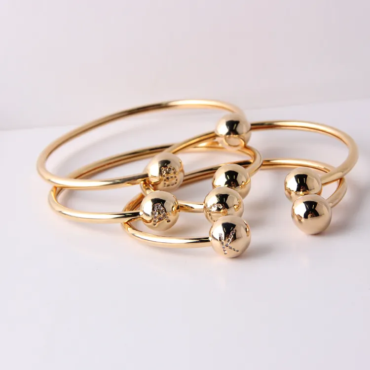 Wholesale Design Fashion Charm Brass CZ 16k Gold Plated Bracelet Bangles For Women Ladies