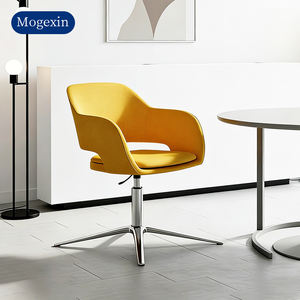 Chaise de bureau de direction moderne et luxueuse en tissu, avec pieds pivotants en métal jaune, pour bureau à domicile - Product Image 3