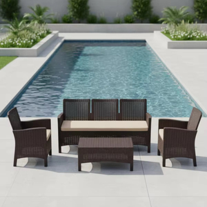 Muebles de Patio Modernos y Duraderos, Juego de 4 Piezas de Mimbre y Ratán para Exteriores con Cojines Extraíbles para Jardín y Patio Trasero - Product Image 5