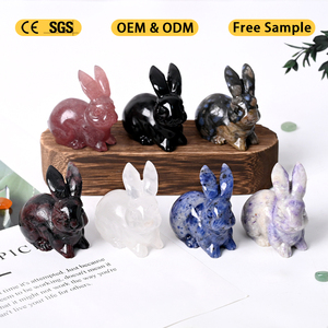 Sculpture de lapin en cristal de guérison de haute qualité, artisanat animalier en pierre, sculptures en cristal pour la décoration, vente en gros - Product Image 4