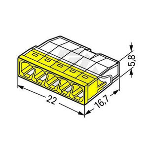 Wagos <span class=keywords><strong>2273</strong></span>-205ขั้วต่อแบบกดสำหรับตัวนำแบบแข็ง max2.5mm ² 5ตัวนำตัวเครื่องโปร่งใสฝาสีเหลือง - Product Image 3