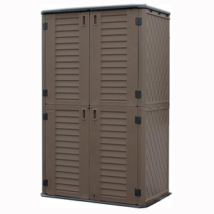Venta caliente de herramientas pequeñas de servicio pesado Sustaniable grueso doble puerta jardín impermeable <span class=keywords><strong>resina</strong></span> plástica patio <span class=keywords><strong>cobertizo</strong></span> para Patio trasero - Product Image 1