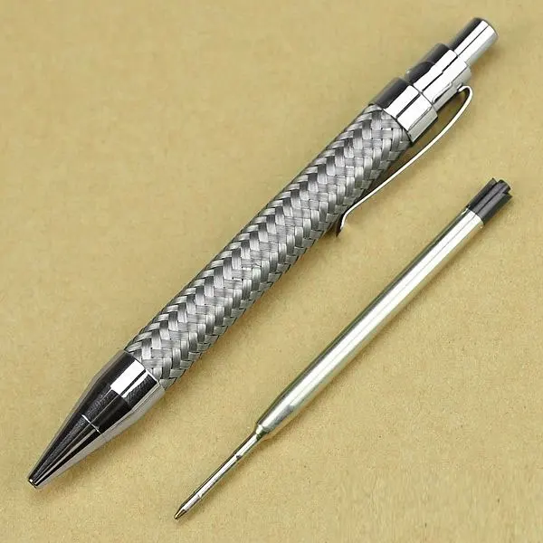 High quality Stainless Steel Metal Silver Mesh Pen custom logo Steel Wire push action metal ball pen