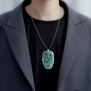 หยกเจไดต์ธรรมชาติ จี้หยกมังกรตามราศีจีน ดีไซน์ดั้งเดิมแบบโปร่ง สำหรับผู้ชาย ของขวัญพร้อมใบรับรอง LP85 - Product Image 4