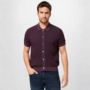 Polo in Maglia Waffle a Maniche Corte Personalizzata Estiva, Vestibilità <span class=keywords><strong>Slim</strong></span>, T-shirt Casual da <span class=keywords><strong>Uomo</strong></span>, Abbigliamento Maschile di Alta Qualità a Basso Prezzo - Product Image 1