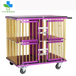 dog cage travel trolley Suppliers-Salon Foldable Pet Trolley Aluminum Light-weighted Dog Cage Trolley Pet Show Trolley