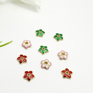 ลูกปัดดอกไม้โลหะผสมสไตล์จีนขนาด 10 มม. ชุบเคลือบสำหรับงานฝีมือทำมือ - Product Image 1