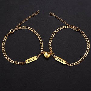 Acier inoxydable amour coeur aimant attraction <span class=keywords><strong>bracelet</strong></span> titane acier gravé pendentif <span class=keywords><strong>couple</strong></span> ami BBF paire bracelets en gros - Product Image 4