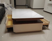 Ensemble de meubles de salon européens modernes très demandés : Table basse en pierre frittée + Meuble TV avec grand rangement pour appartement