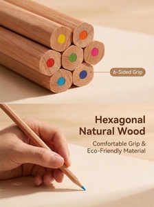 12 Mini Colored Pencils Natural Wood Hexagonal Kraft Tube Non Toxic Eco Kids Coloring Gift Back to School Custom Logo OEM Bulk - Product Image 2